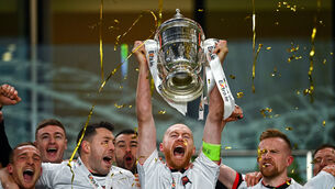 <p>Dundalk captain Chris Shields lifts the FAI Cup. Photo by Eóin Noonan/Sportsfile</p>