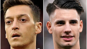 <p>Mesut Ozil and Dominik Szoboszlai (Paul Harding/John Walton/PA)</p>