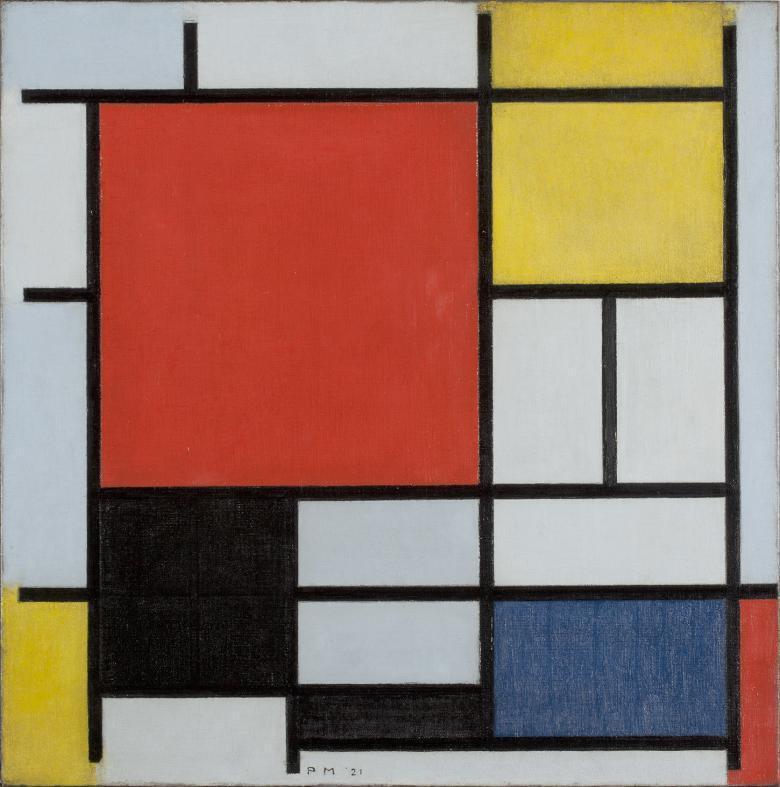 Piet Mondrian (1872-1944) Composition with Large Red Plane, Yellow, Black, Grey and Blue, 1921.