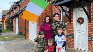 <p>Waterford selector Stephen Molumphy with his wife Niamh and children (from left) Fionn (4), Katie (2) and Jack (6) at 'home' in the Oxfordshire village of Watchfield. </p>