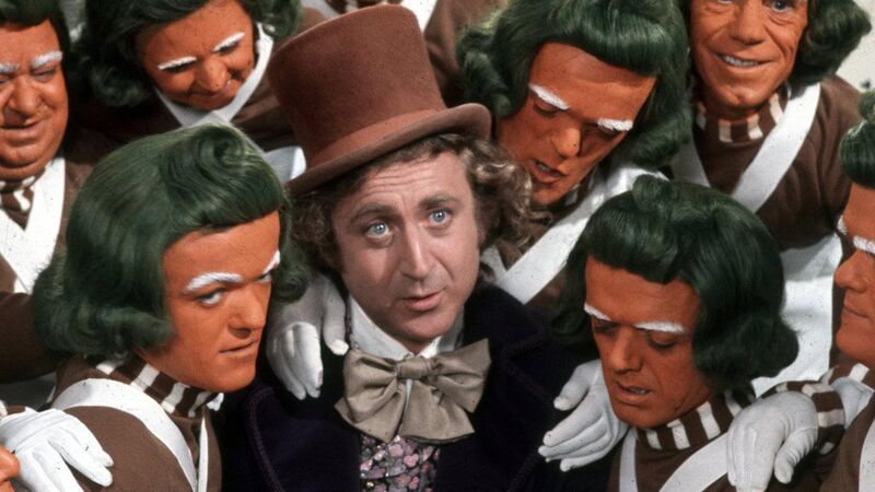 Gene Wilder and the Oompa Loompas in Willy Wonka and the Chocolate Factory. Gene Wilder and the Oompa Loompas in Willy Wonka and the Chocolate Factory.