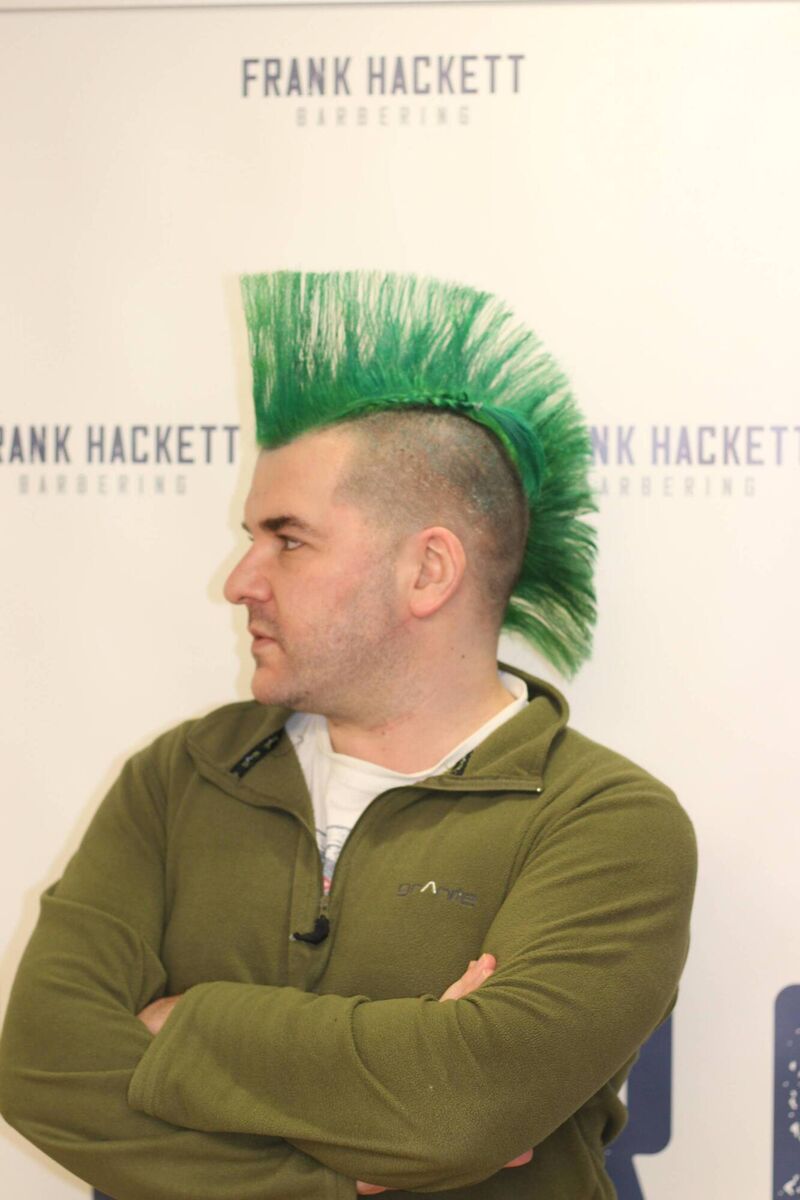 Dan Mooney who had his hair shaved for charity. Hair styled by Frank Hackett from Retro Barber Shop Limerick for charity.