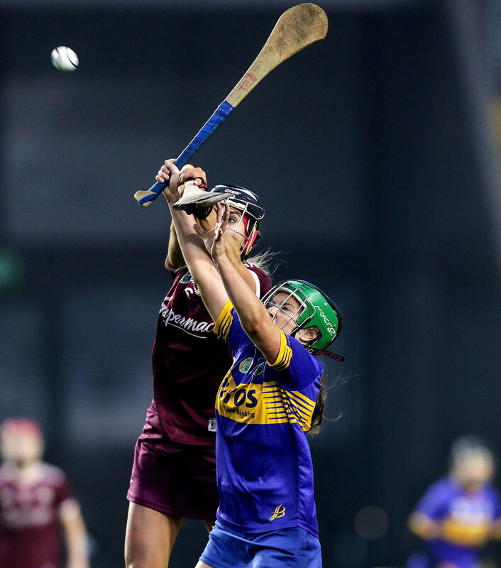 Galway's Siobhan Gardiner and Clodagh McIntyre of Tipperary contest for the ball. Picture: INPHO/Laszlo Geczo Galway's Siobhan Gardiner and Clodagh McIntyre of Tipperary contest for the ball. Picture: INPHO/Laszlo Geczo