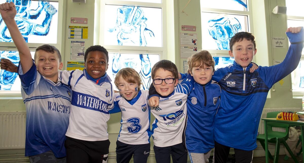 Third Class Mount Sion pupils Dino Hassan, Bright Mbala, Quin Power, Adam Cleere, Alfie O’Mahony, and Jayden Grace. Picture: Mary Browne