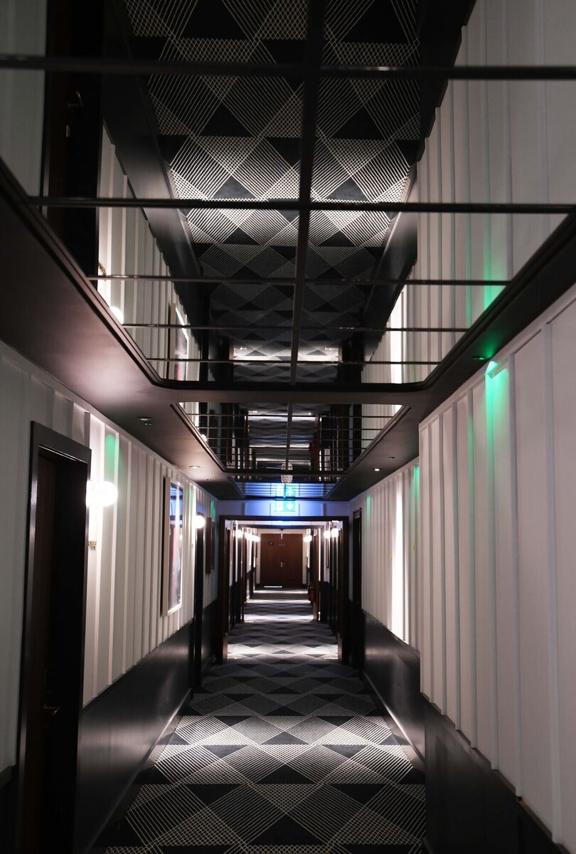 The fifth-floor corridor to the bedrooms. Picture: Denis Minihane The fifth-floor corridor to the bedrooms. Picture: Denis Minihane