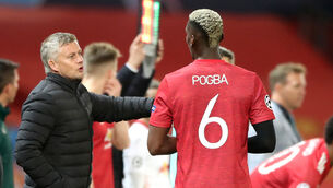 <p>Ole Gunnar Solskjaer, left, has praised Paul Pogba’s focus (Nick Potts/PA)</p>