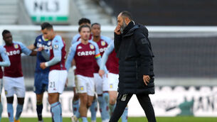 <p>UNDER PRESSURE: Wolverhampton Wanderers manager Nuno Espirito Santo dejected after the Premier League loss to Aston Villa. Picture: Catherine Ivill</p>