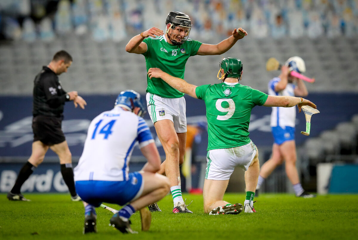 Limerick's Gearoid Hegarty and Will O'Donoghue celebrate as Limerick are All-Ireland SHC champions. Picture: INPHO/Ryan Byrne