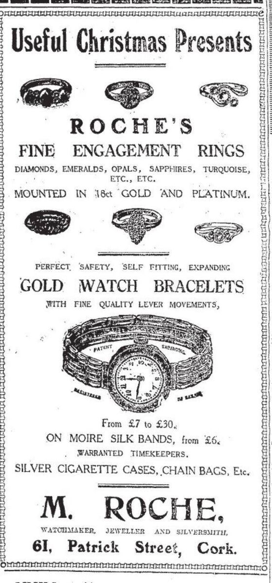 Roche's rings ad. Cork Examiner 23.12.1920