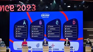 <p>A view of the completed pool draw at Palais Brongniart, Paris. Picture: INPHO/Getty Images/World Rugby Pool Pics/Aurelien Meunier</p>
