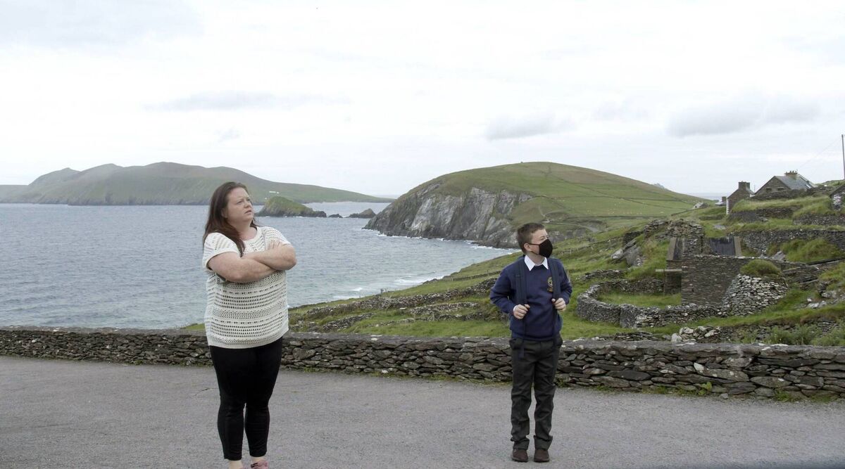 Niamh &amp; Cathal Firtéar —waiting on schoolbus in a glorious setting