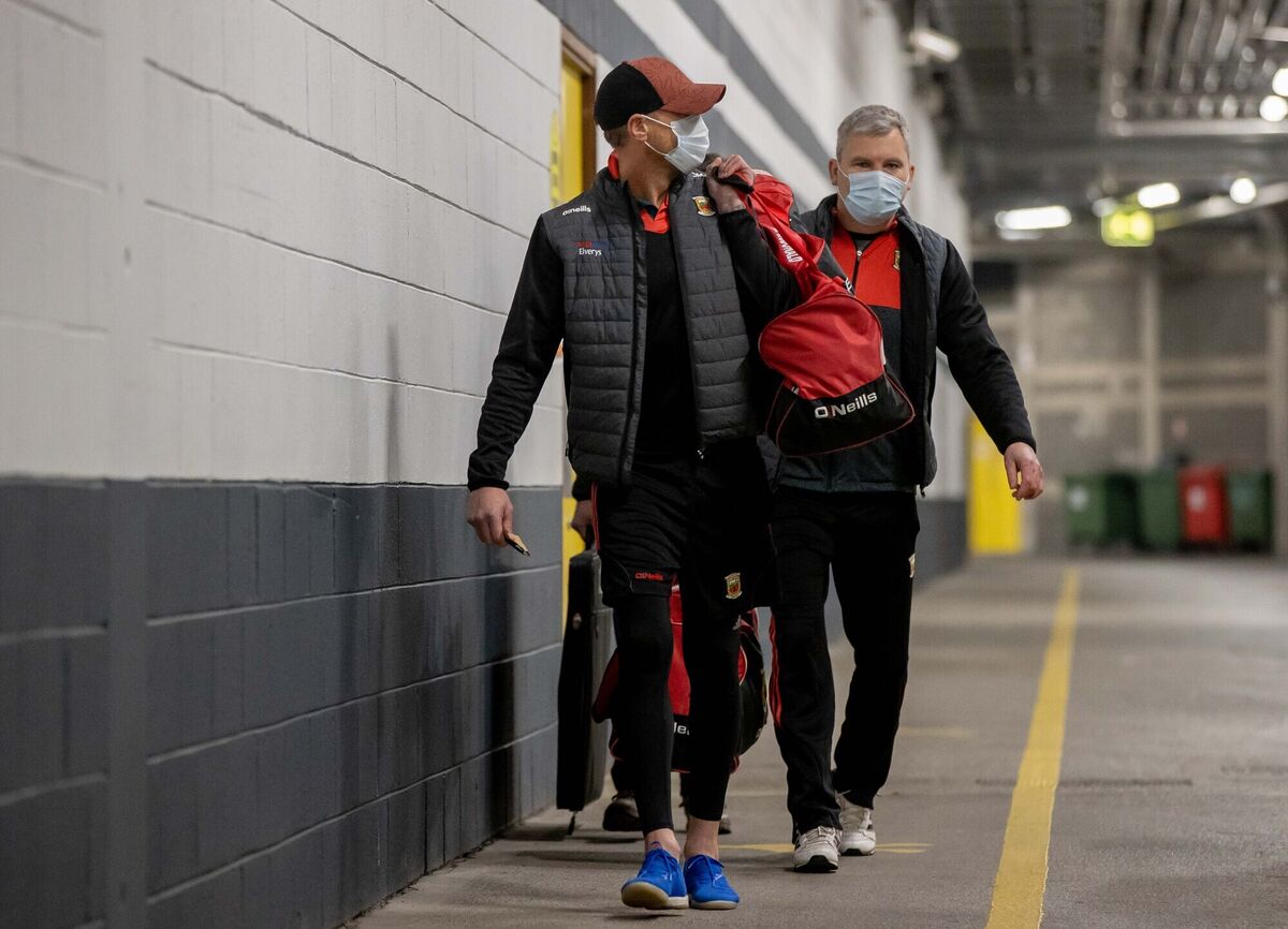 Mayo selector Ciaran McDonald and manager James Horan arrive at Croke Park for the All-Ireland semi-final clash with Tipp. Picture: INPHO/Morgan Treacy