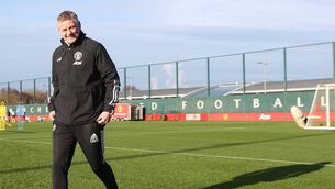 <p>Manager Ole Gunnar Solskjaer of Manchester United in action during a first-team training session ahead of the Champions League clash with Paris Saint-Germain earlier this month. Picture: Matthew Peters/Manchester United via Getty Images</p>