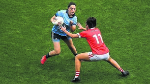 <p>Sinéad Goldrick of Dublin is tackled by Ciara O'Sullivan of Cork during last year's TG4 All-Ireland Ladies Senior Football Championship semi-final. Picture: Eóin Noonan/Sportsfile</p>