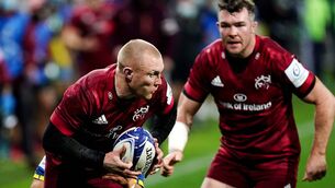 <p>Keith Earls charges forward during Munster’s stunning Heineken Champions Cup win over Clermont Auvergne at the Stade Marcel-Michelin. 	<span class="contextmenu emphasis CaptionCredit">Picture: Julien Poupart/Sportsfile</span>
            </p>