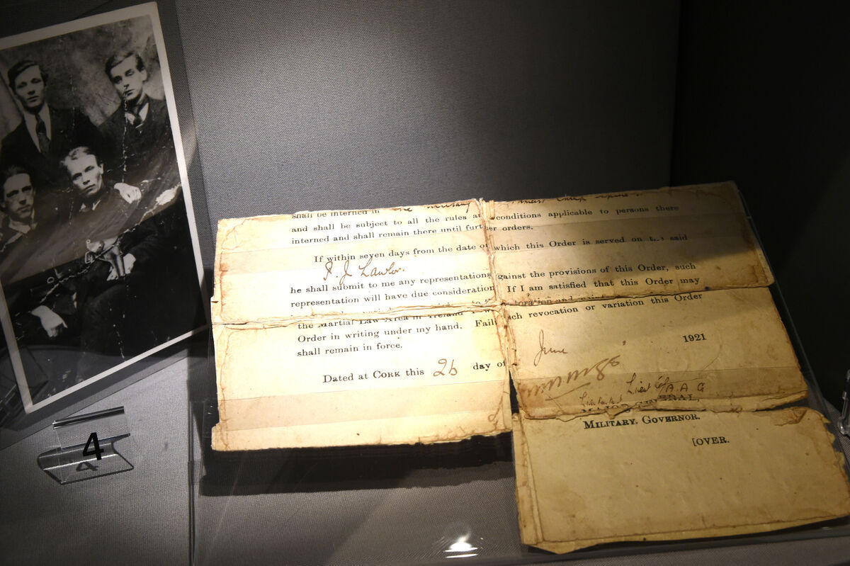 An internment order - part of the Irish War of Independence exhibition/ collection at Spike Island, Co Cork. Picture: Larry Cummins