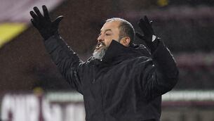 <p>Nuno Espirito Santo strongly criticised Lee Mason after Wolves lost at Burnley (Peter Powell/PA)</p>
