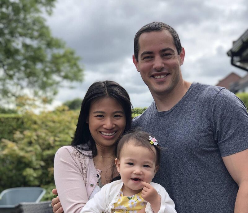 Emergency medicine doctor and former Munster rugby star Tom Gleeson with his wife Wailam and daughter Ellura.