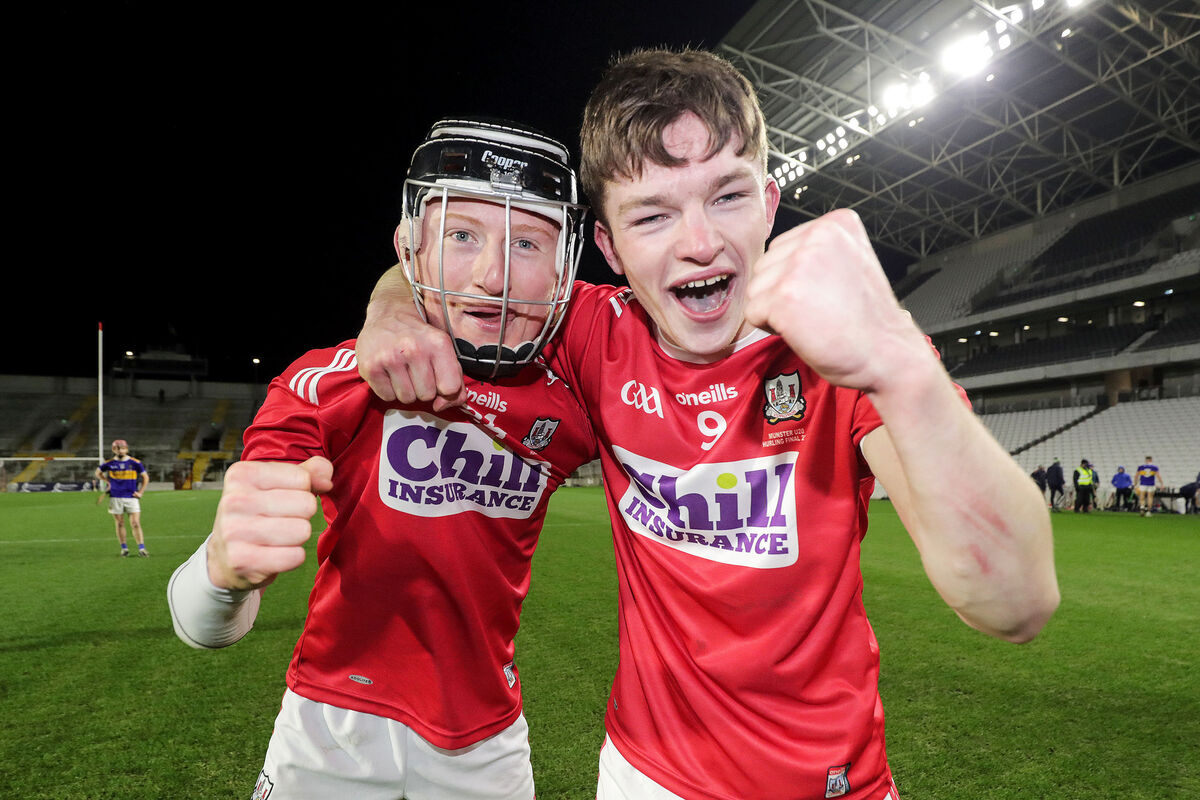 Cork's Jack Cahalane celebrates after the game with Darragh Flynn. Picture: INPHO/Laszlo Geczo