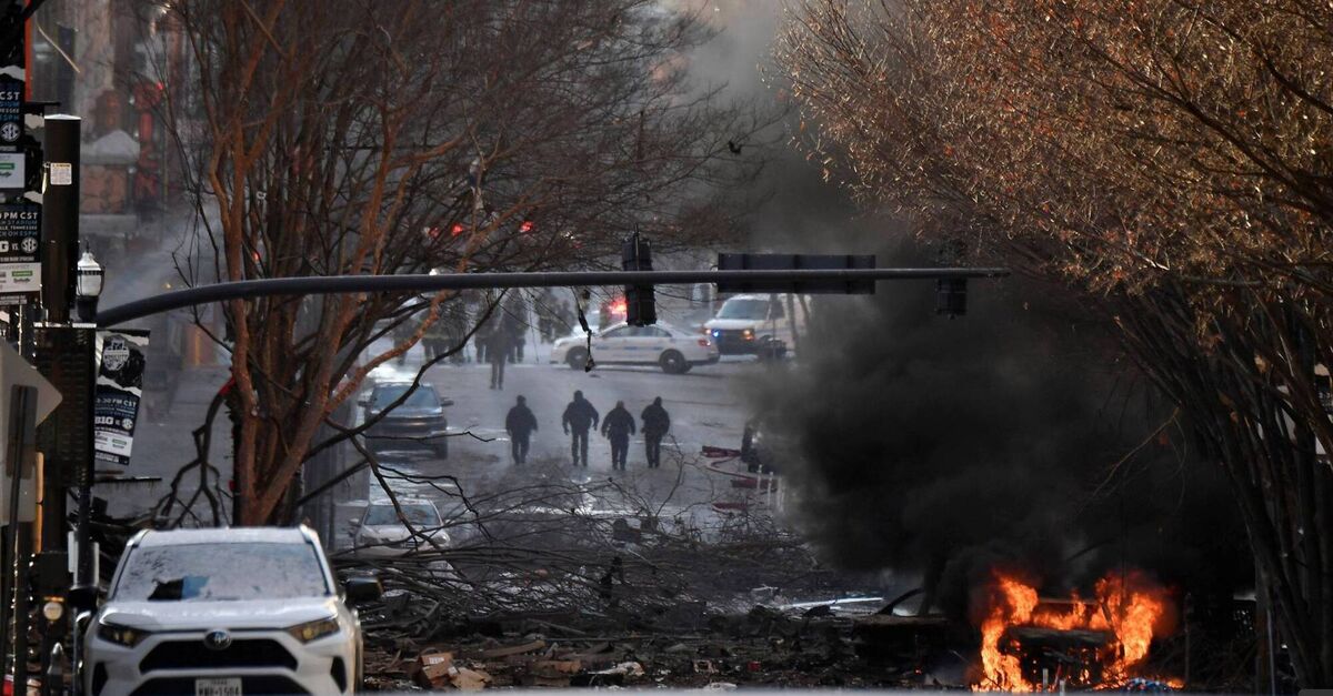 The aftermath of the explosion. Picture: Elliot Anderson/Tennessean.com/USA Today Network via Reuters
