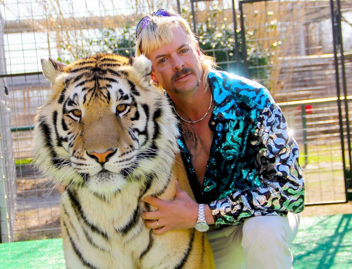 Joe Exotic and one of his charges in Tiger King. Joe Exotic and one of his charges in Tiger King.