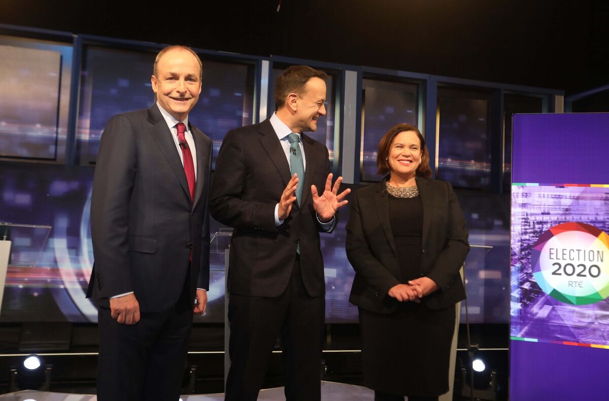 Micháel Martin, Leo Varadkar and Mary Lou McDonald during an election debate.
