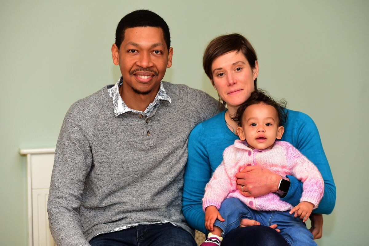 Gary Baugh with his wife Stephanie Prendergast and their daughter Pearline Baugh. As a new family, the pandemic has helped them bond and find their own ways of parenting. Photo: Moya Nolan