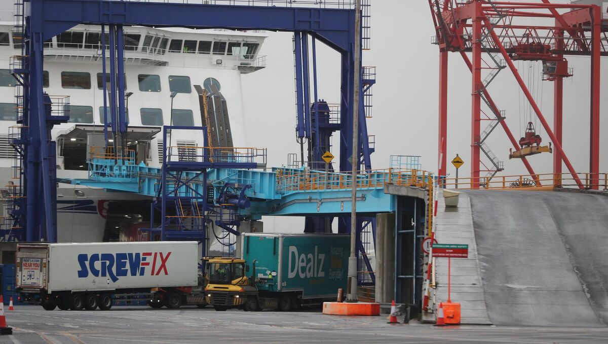 Trucks at Dublin Port as the Brexit transition period ends and new Irish Sea trading arrangements come into operation. Picture: PA