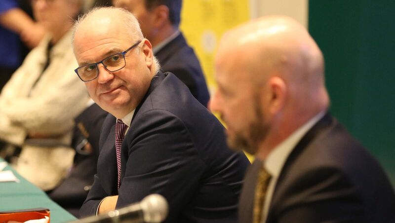 Chief Medical Officer Dr Tony Holohan and chair of the Nphet Irish Epidemiological Modelling Advisory Group Prof Philip Nolan at the Department of Health press briefing in Dublin yesterday evening. Picture: RollingNews.ie
