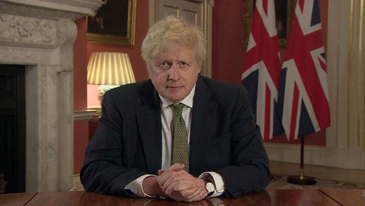 Prime Minister Boris Johnson making a televised address to the nation from 10 Downing Street, London, setting out new emergency measures to control the spread of coronavirus in England.
