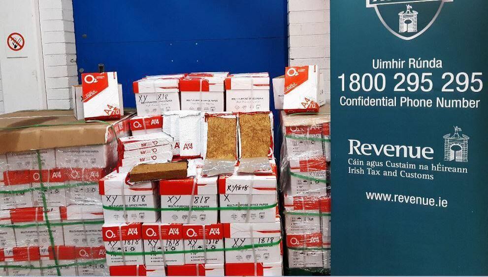 The seized illegal tobacco at Dublin port yesterday. Picture: Revenue