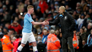 <p>Manchester City manager Pep Guardiola is confident Kevin De Bruyne will commit his long-term future to the club. Picture: Martin Rickett/PA</p>