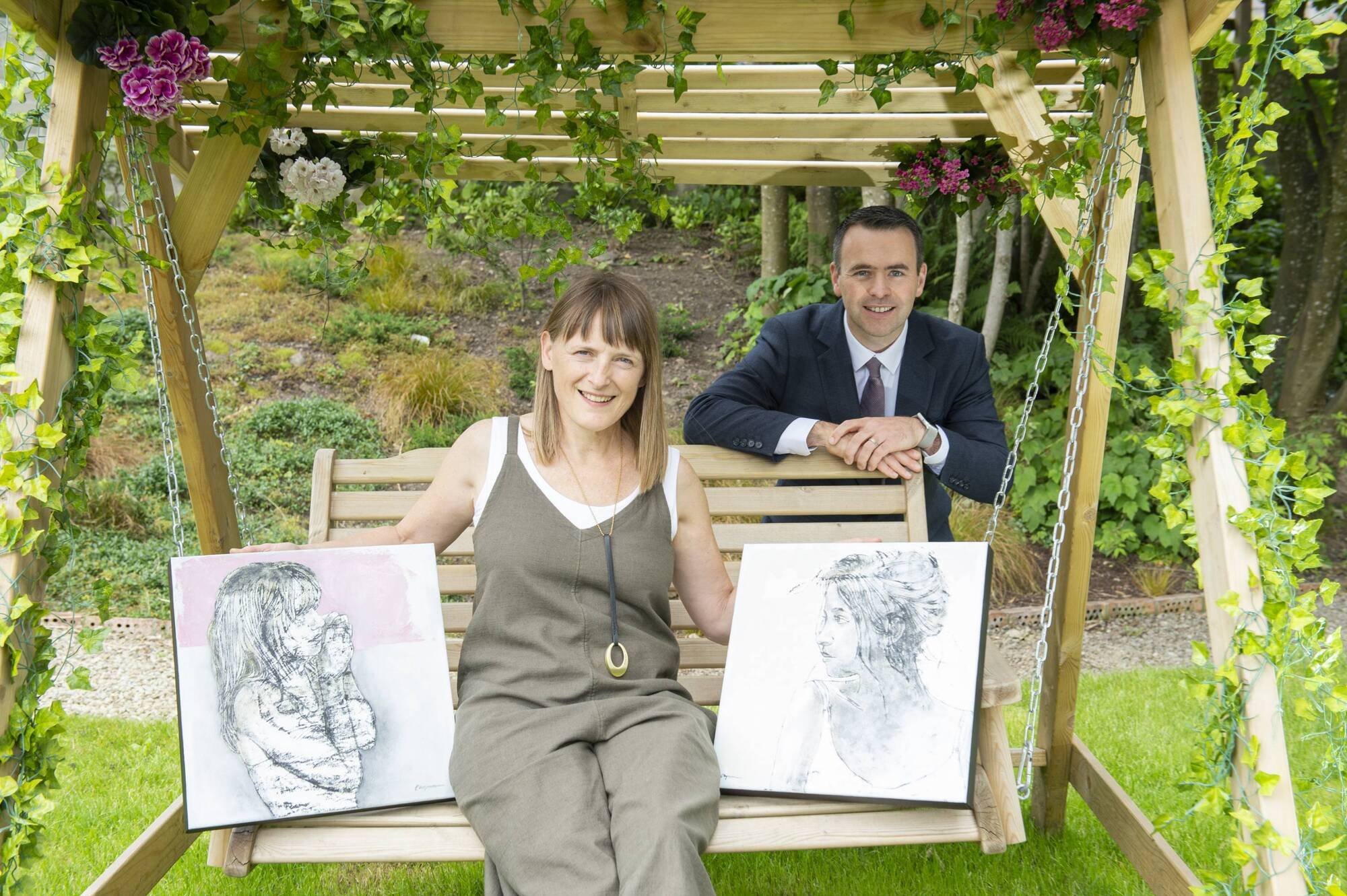 Artist Debbie Chapman and Montenotte Hotel manager Brian Bowler launch a collection of paintings by the artist which are now on show at The Montenotte Hotel Cork. Pictures: Gerard McCarthy 