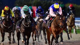<p>Dandy Spirit, right, wins at Dundalk last month. </p>