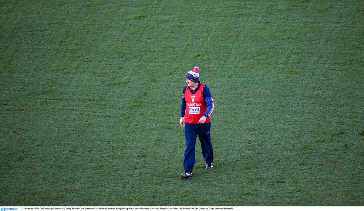 Cork manager Ronan McCarthy ahead of the Munster SFC final loss to Tipp. Picture: Daire Brennan/Sportsfile Cork manager Ronan McCarthy ahead of the Munster SFC final loss to Tipp. Picture: Daire Brennan/Sportsfile
