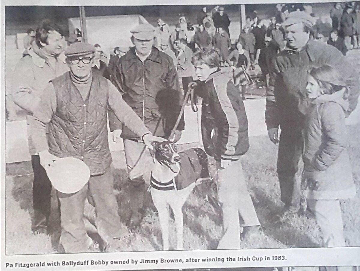 Pa Fitzgerald (left) with Jimmy Browne's Ballyduff Bobby after their 1983 Irish Cup success