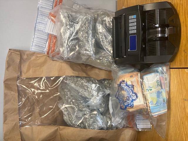 A large quantity of suspected cannabis with an estimated street value of approximately €12,000 was recovered. Picture: An Garda Síochána