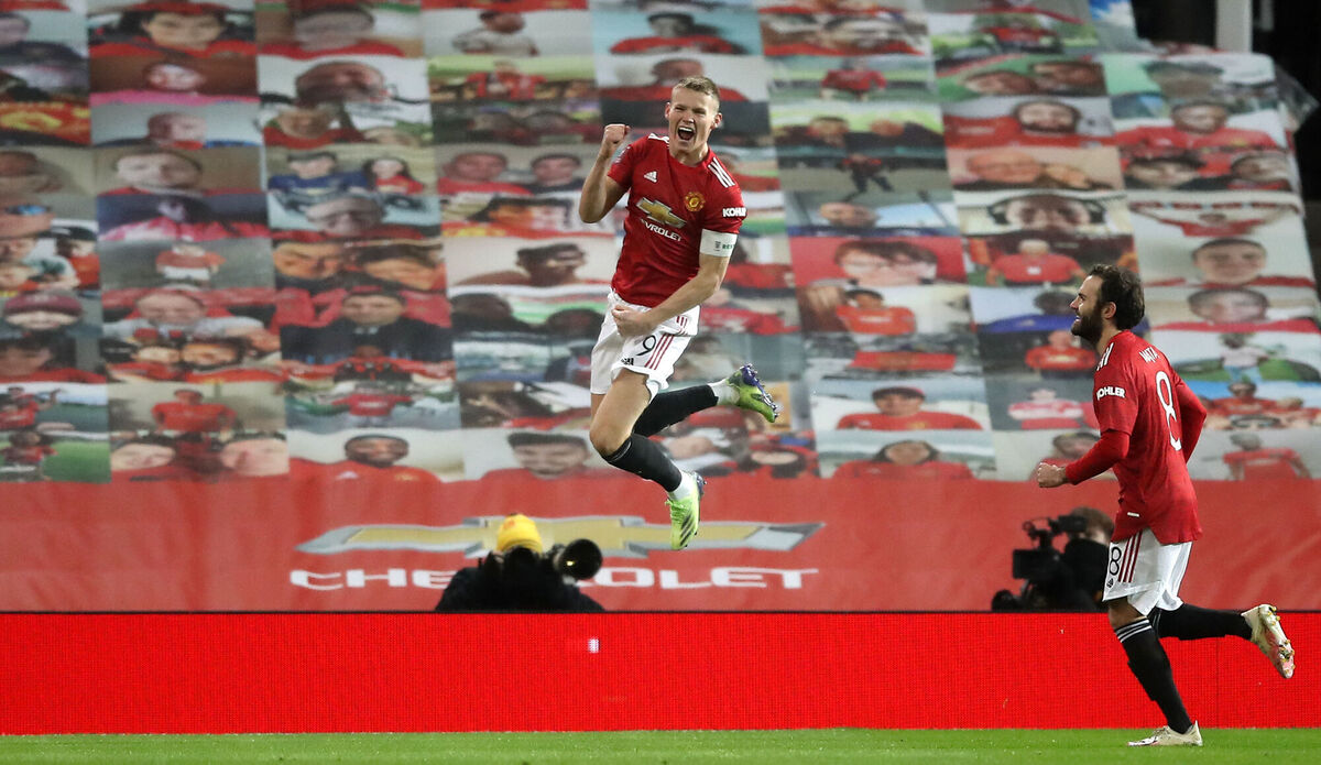 Manchester United's Scott McTominay celebrates scoring his goal. Picture: Martin Rickett