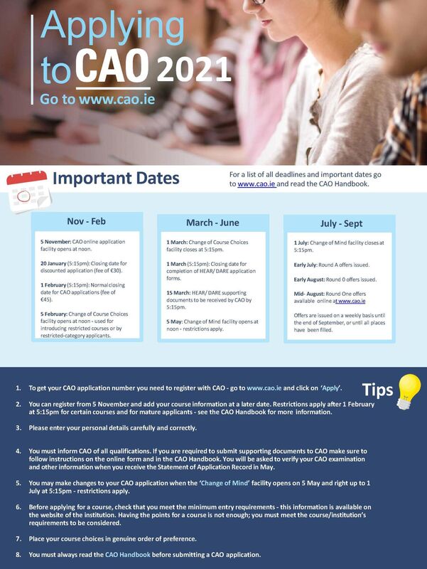 Essential advice for students completing their CAO 2021 applications.