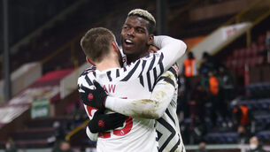<p>Manchester United's Paul Pogba celebrates scoring his side's first goal of the game during the Premier League match at Turf Moor, Burnley.</p>
