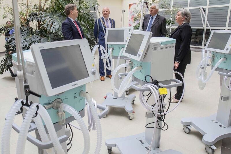 Five medical ventilators which were donated to Cork University Hospital by Ruijin Hospital in Shanghai. Mr Quirke told the Irish Examiner that five, not four, deliveries in total had been made, equating to the delivery of 72 devices. File photo: Clare Keogh