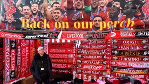 <p>Merchandise and plenty of goading for sale prior to last January’s Premier League match between Liverpool and Manchester United at Anfield. People on the outside never knew just how unpleasant it got. <span class="contextmenu emphasis CaptionCredit">Photo: Michael Regan/Getty</span>
            </p>
