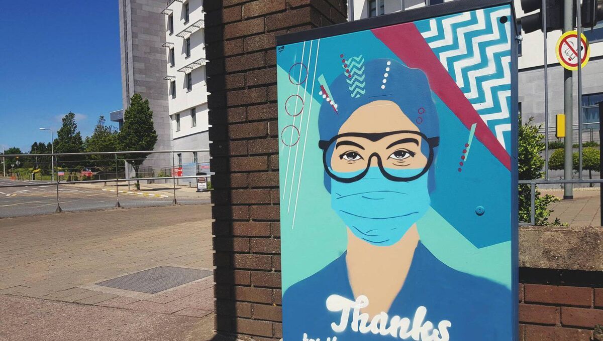 Cork artist Kevin O'Brien's tribute to Cork nurses painted outside CUH. File picture.