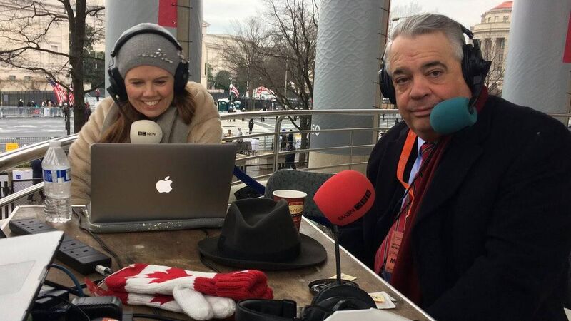 Nuala McGovern in Washington four years ago hosting the BBC World Service coverage of the inauguration of Donald Trump.