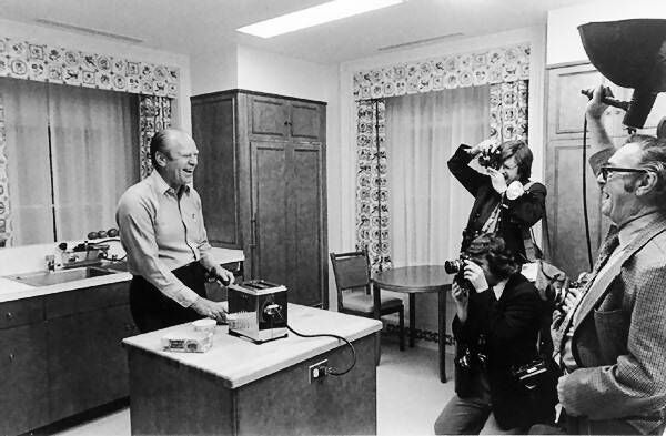 President Ford in the residence's kitchen. Picture: Life magazine