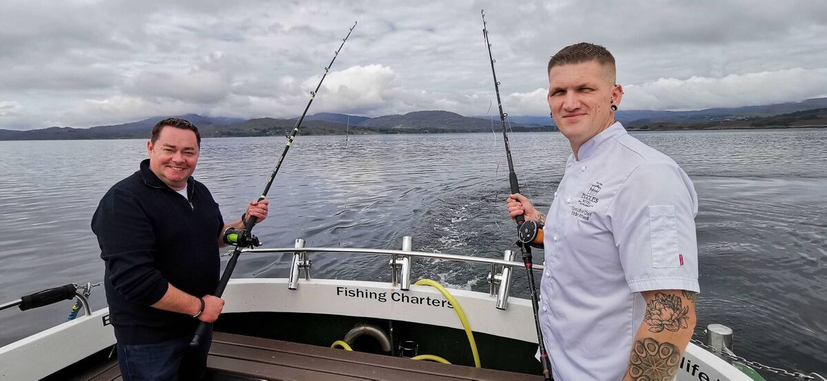 Neven Maguire fishing in Bantry Bay with chef Eddie Attwell of the Eccles Hotel