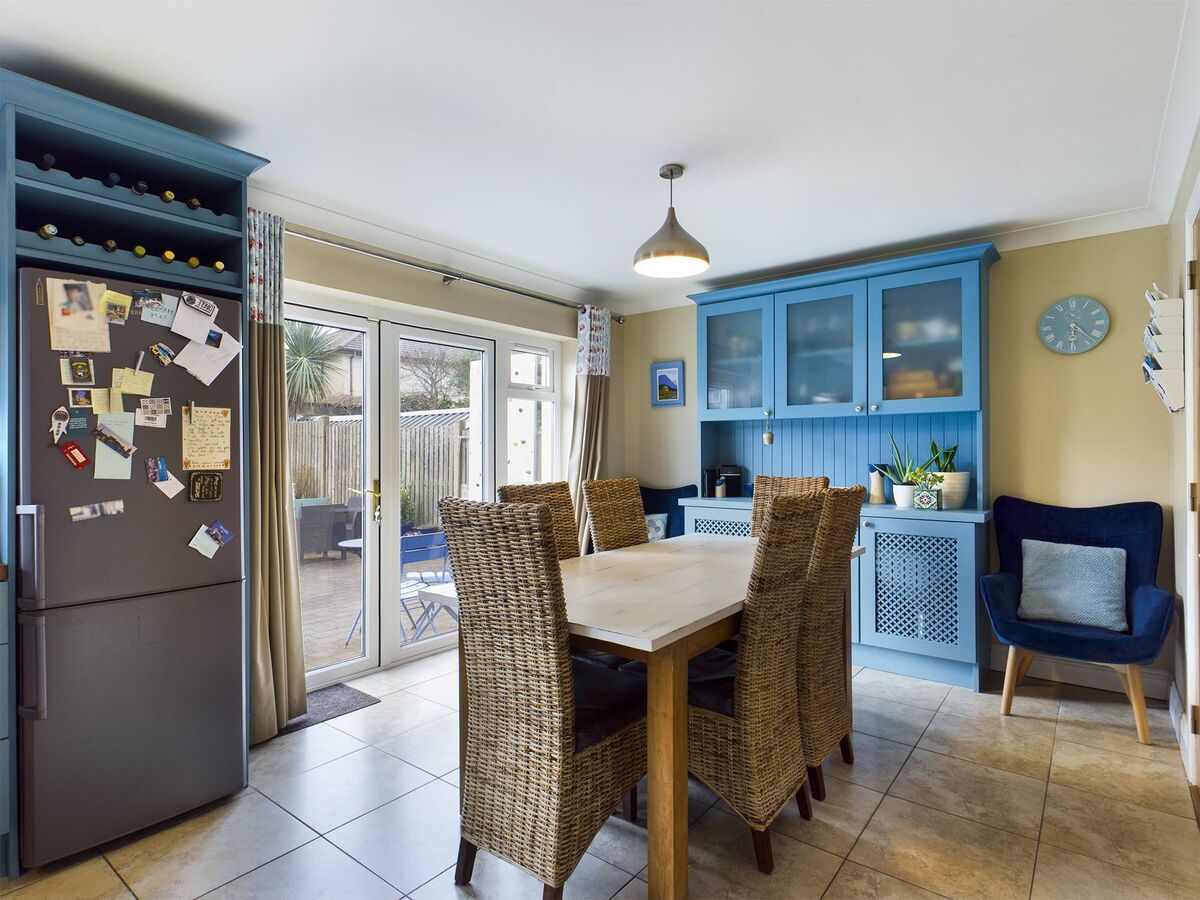 The owner's favourite colour blue begins at the front door, before making its way, in a different shade, to the kitchen units and dresser. The owner's favourite colour blue begins at the front door, before making its way, in a different shade, to the kitchen units and dresser.