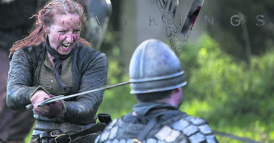 Stuntwoman Aoife Byrne in action in the series Vikings.