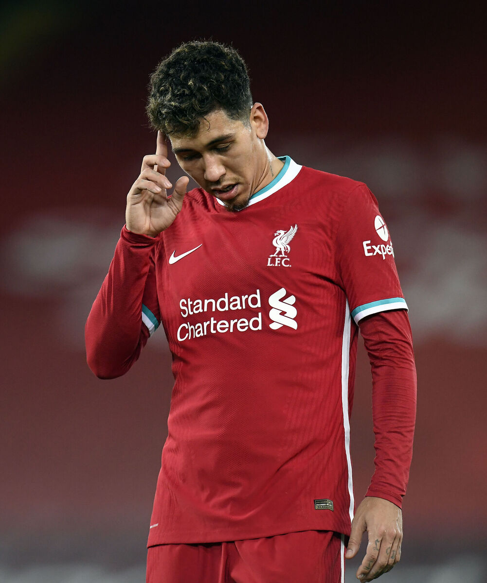 Liverpool's Roberto Firmino appears dejected during the game. Picture: Peter Powell