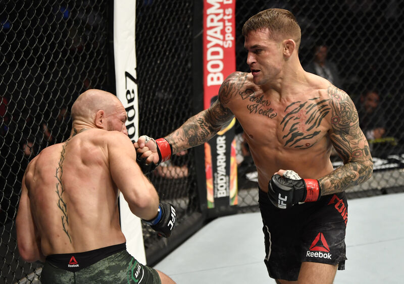 McGregor slipped to his fifth defeat in 27 professional mixed martial arts contests while Poirier improved his record to 27 wins and six defeats. Picture: ©INPHO/Jeff Bottari/Zuffa LLC via Getty Images